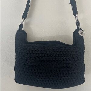 The Sak Black Knit Shoulder Bag Purse NWOT